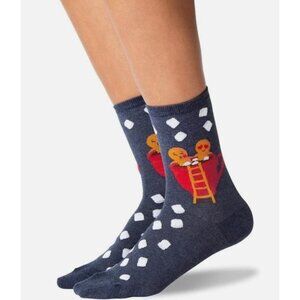 Hot Sox Women's Gingerbread Couple Crew Socks